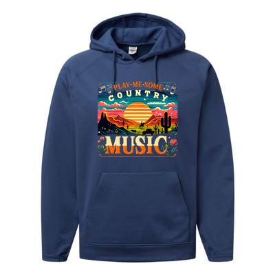 Play Me Some Country Music Vintage Retro Country Music Performance Fleece Hoodie