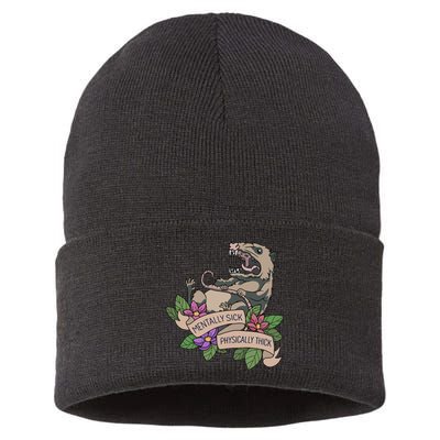 Possum Mentally Sick Physically Thick Sustainable Knit Beanie