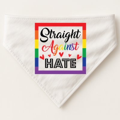 Pride Month Straight Against Hate Lgbt Gift USA-Made Doggie Bandana