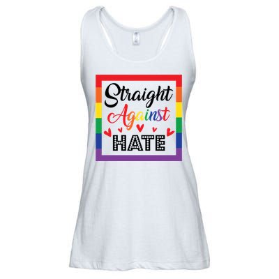 Pride Month Straight Against Hate Lgbt Gift Ladies Essential Flowy Tank