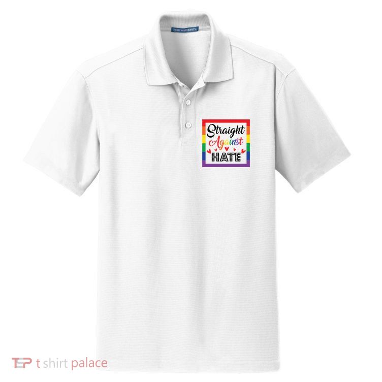 Pride Month Straight Against Hate Lgbt Gift Dry Zone Grid Polo