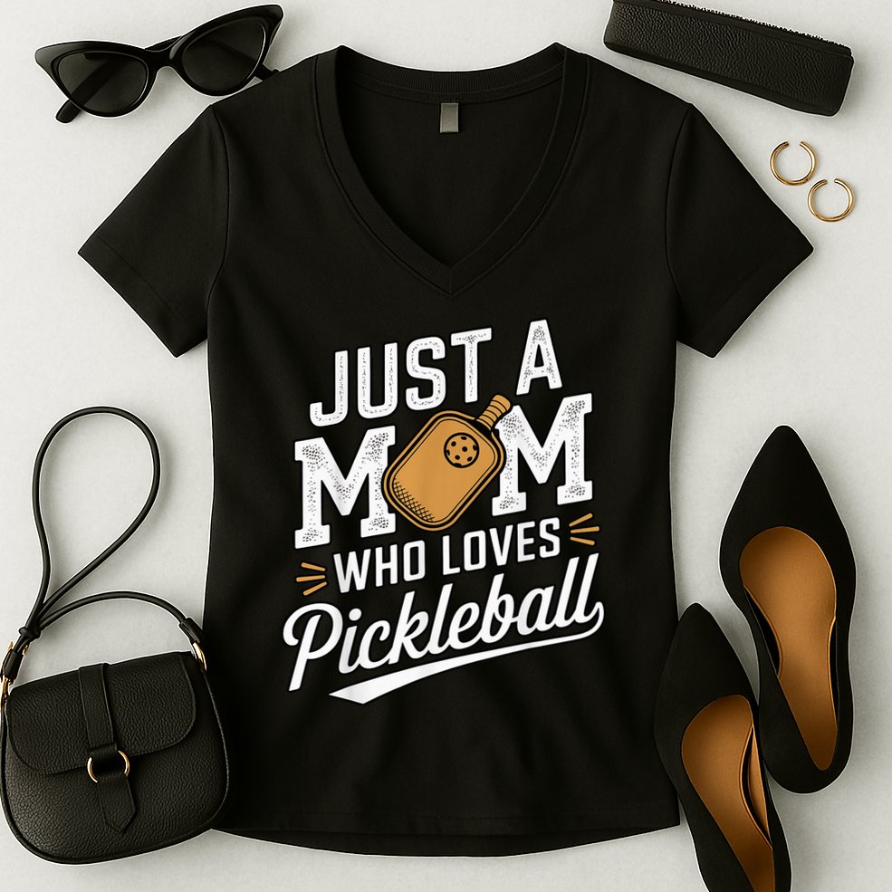 Pickleball Mom Sports Lover Paddle Mother Mama Women's V-Neck T-Shirt