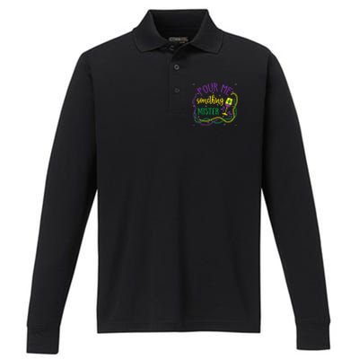 Pour Me Something Mister Mardi Gras Carnival Costume Gift Performance Long Sleeve Polo