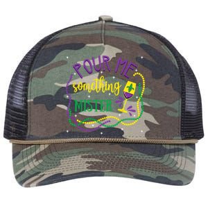 Pour Me Something Mister Mardi Gras Carnival Costume Gift Retro Rope Trucker Hat Cap