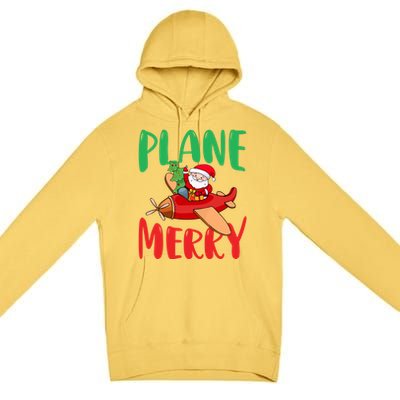 Plane Merry Santa Airplane Pilot Xmas Holiday Christmas Gift Premium Pullover Hoodie