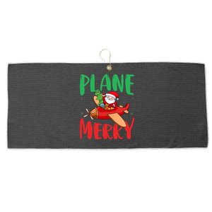 Plane Merry Santa Airplane Pilot Xmas Holiday Christmas Gift Large Microfiber Waffle Golf Towel