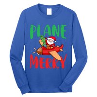 Plane Merry Santa Airplane Pilot Xmas Holiday Christmas Gift Long Sleeve Shirt