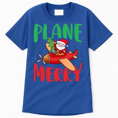 Plane Merry Santa Airplane Pilot Xmas Holiday Christmas Gift Tall T-Shirt