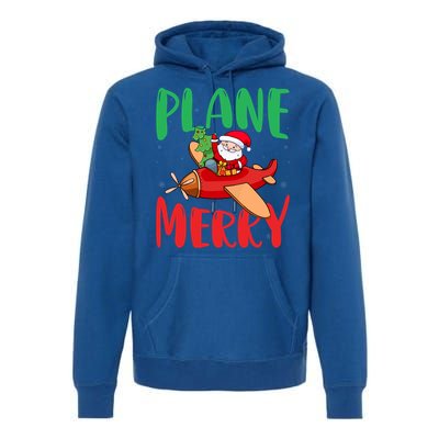 Plane Merry Santa Airplane Pilot Xmas Holiday Christmas Gift Premium Hoodie