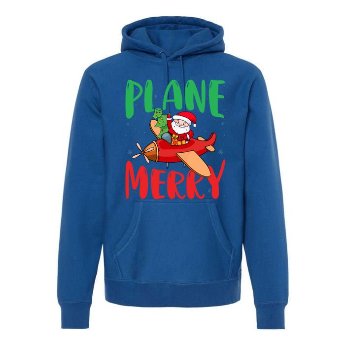 Plane Merry Santa Airplane Pilot Xmas Holiday Christmas Gift Premium Hoodie