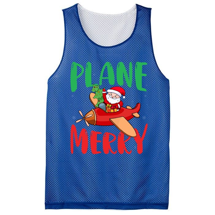 Plane Merry Santa Airplane Pilot Xmas Holiday Christmas Gift Mesh Reversible Basketball Jersey Tank