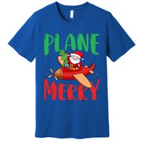 Plane Merry Santa Airplane Pilot Xmas Holiday Christmas Gift Premium T-Shirt