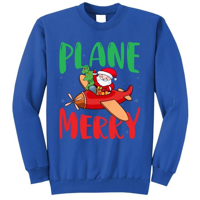 Plane Merry Santa Airplane Pilot Xmas Holiday Christmas Gift Tall Sweatshirt