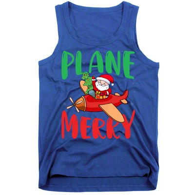 Plane Merry Santa Airplane Pilot Xmas Holiday Christmas Gift Tank Top