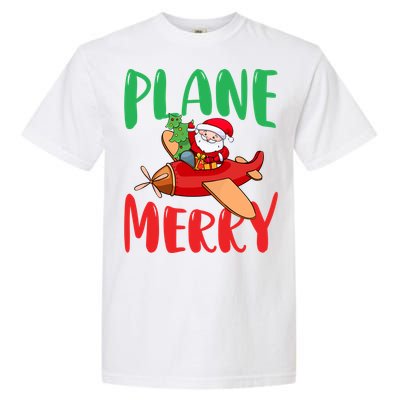 Plane Merry Santa Airplane Pilot Xmas Holiday Christmas Gift Garment-Dyed Heavyweight T-Shirt