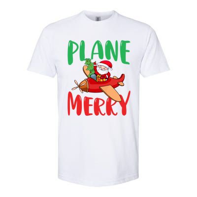 Plane Merry Santa Airplane Pilot Xmas Holiday Christmas Gift Softstyle CVC T-Shirt