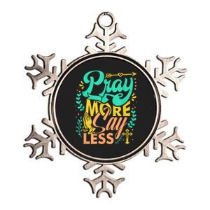 Pray More Say Less Christian Metallic Star Ornament