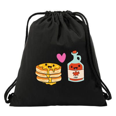 Pancakes Maple Syrup Food Pair Love Pancake With Maple Syrup Drawstring Bag