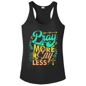 Pray More Say Less Christian Ladies PosiCharge Competitor Racerback Tank