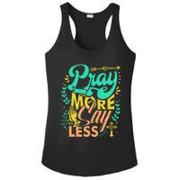 Pray More Say Less Christian Ladies PosiCharge Competitor Racerback Tank