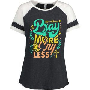 Pray More Say Less Christian Enza Ladies Jersey Colorblock Tee