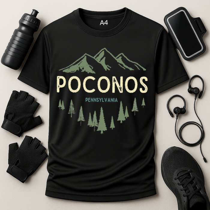 Pocono Mountains Souvenir Poconos Pennsylvania Cooling Performance Crew T-Shirt