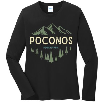 Pocono Mountains Souvenir Poconos Pennsylvania Ladies Long Sleeve Shirt