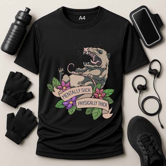 Possum Mentally Sick Physically Thick Cooling Performance Crew T-Shirt