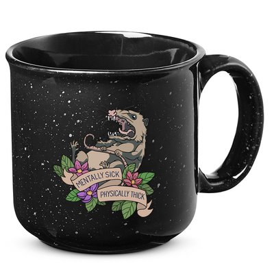 Possum Mentally Sick Physically Thick 15oz Campfire Ceramic Mug
