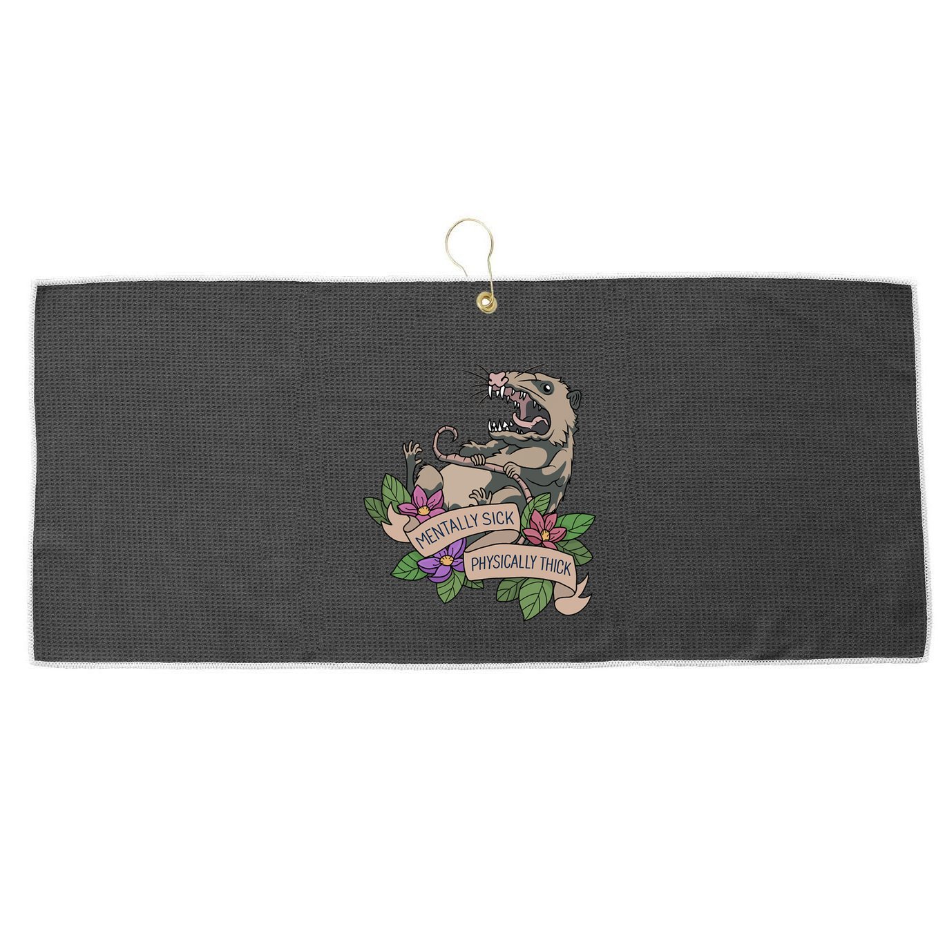 Possum Mentally Sick Physically Thick Large Microfiber Waffle Golf Towel