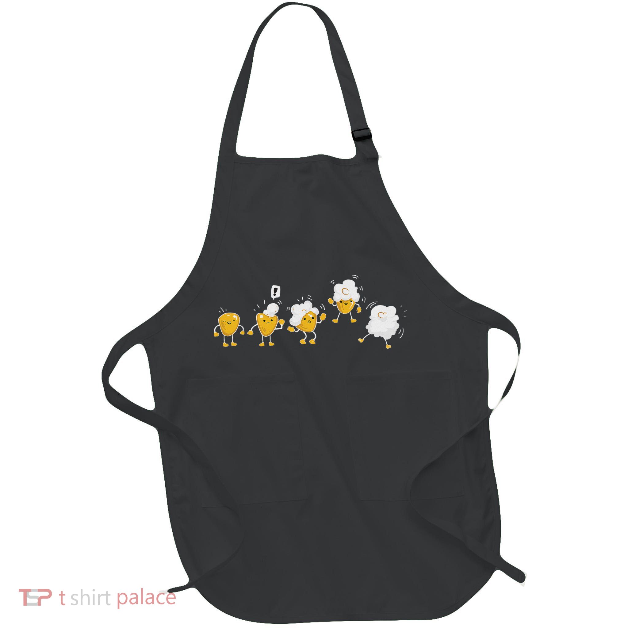 Popcorn Movies Snack Cinema Tv Shows Funny Popcorn Full-Length Apron With Pockets