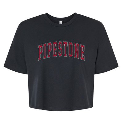 Pipestone Minnesota Souvenir College Style Red Text Bella+Canvas Jersey Crop Tee