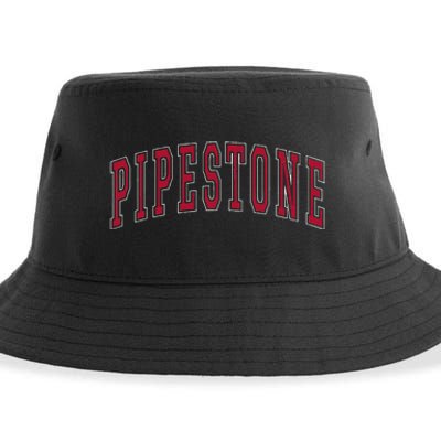 Pipestone Minnesota Souvenir College Style Red Text Sustainable Bucket Hat