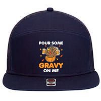 Pour Me Some Gravy On Me Beer Turkey Thanksgiving 7 Panel Mesh Trucker Snapback Hat