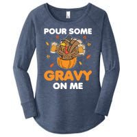 Pour Me Some Gravy On Me Beer Turkey Thanksgiving Women's Perfect Tri Tunic Long Sleeve Shirt