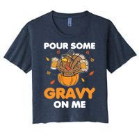 Pour Me Some Gravy On Me Beer Turkey Thanksgiving Women's Crop Top Tee