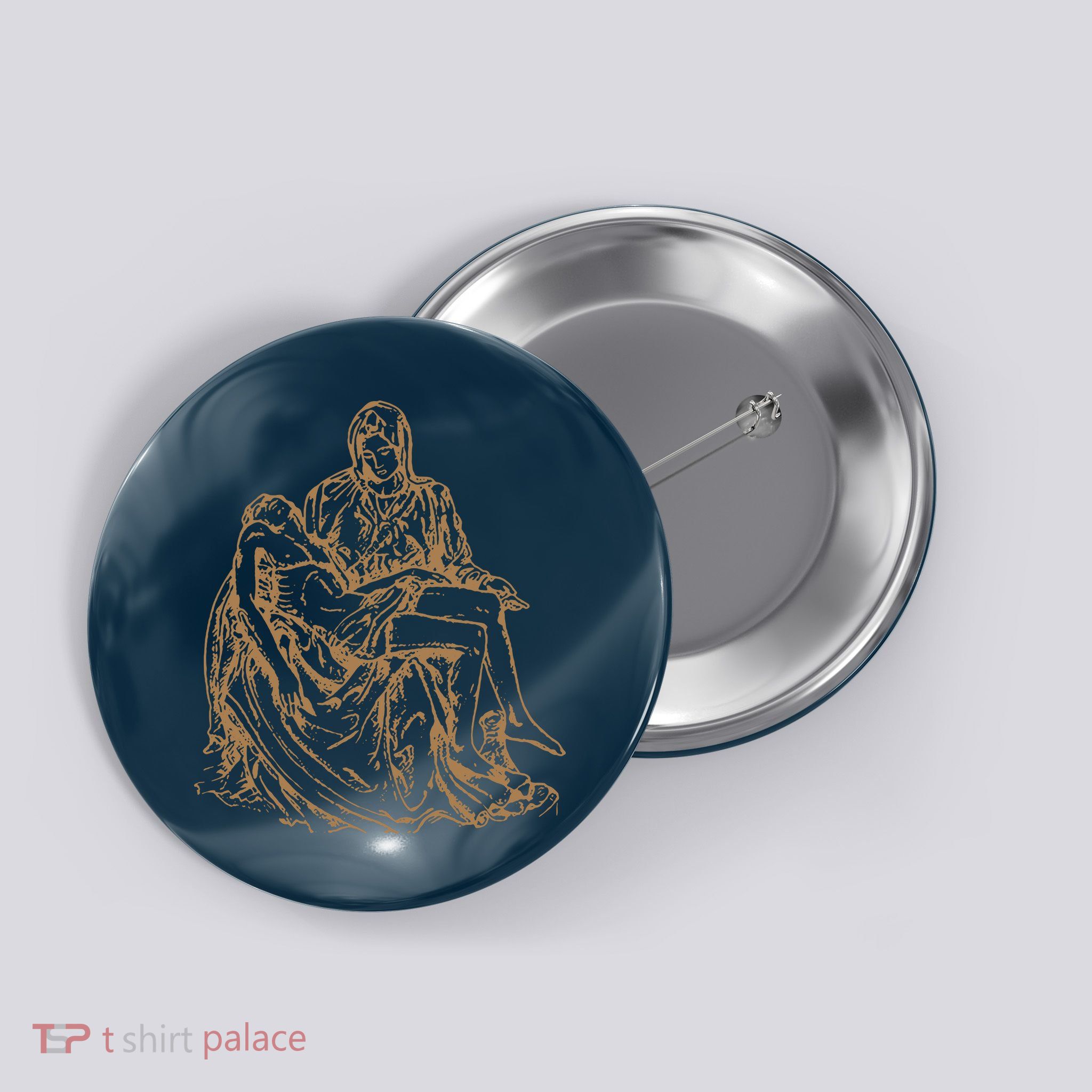 Pieta Michelangelo Statue Sketch Button