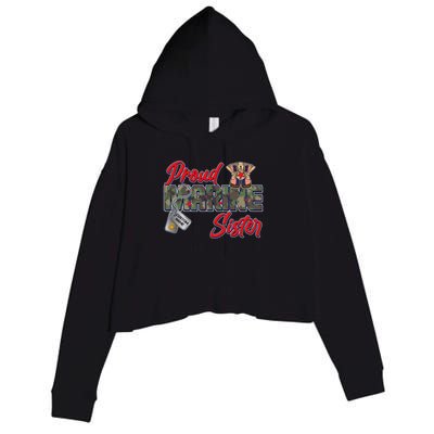 Proud Marine Sister Personalize Dog Tags Crop Fleece Hoodie