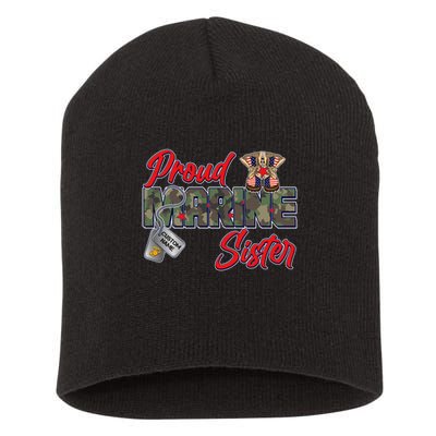 Proud Marine Sister Personalize Dog Tags Short Acrylic Beanie