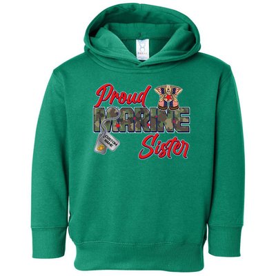 Proud Marine Sister Personalize Dog Tags Toddler Hoodie