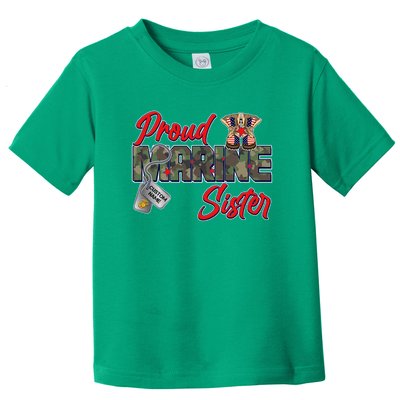 Proud Marine Sister Personalize Dog Tags Toddler T-Shirt