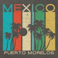 Puerto Morelos Souvenir Mexico Summer Gift Cotton Canvas Backpack