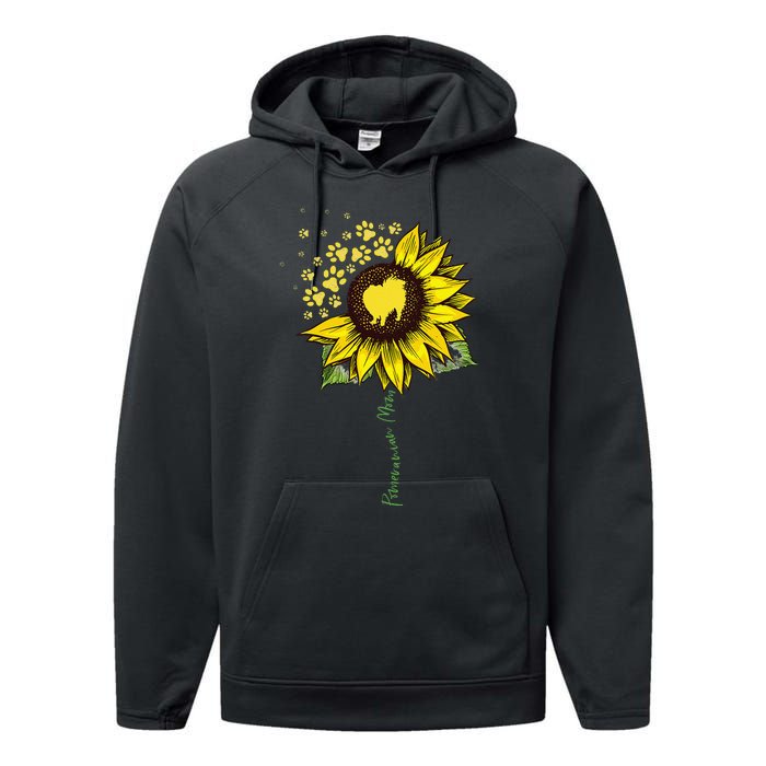 Pomeranian Mom Sunflower Pomeranian Gifts Dog Mom Mama Performance Fleece Hoodie