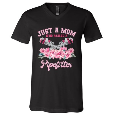 Pipefitter Mom Steamfitter Tradesman Plumber Mother's Day V-Neck T-Shirt