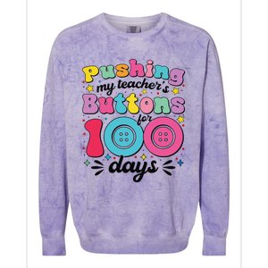 Pushing My TeacherS Buttons For 100 Days 100 Days Of School Colorblast Crewneck Sweatshirt