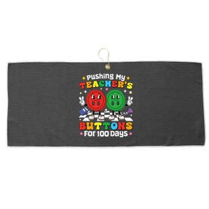 Pushing My TeacherS Buttons For 100 Days 100 Days Of School Large Microfiber Waffle Golf Towel