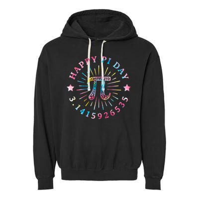 Pi Math Teacher Funny Gift Happy Pi Day With Tie Dye Style Cool Gift Garment-Dyed Fleece Hoodie