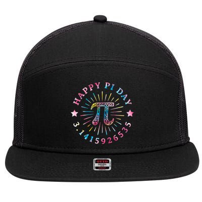 Pi Math Teacher Funny Gift Happy Pi Day With Tie Dye Style Cool Gift 7 Panel Mesh Trucker Snapback Hat