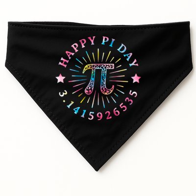 Pi Math Teacher Funny Gift Happy Pi Day With Tie Dye Style Cool Gift USA-Made Doggie Bandana