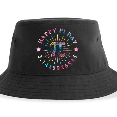 Pi Math Teacher Funny Gift Happy Pi Day With Tie Dye Style Cool Gift Sustainable Bucket Hat